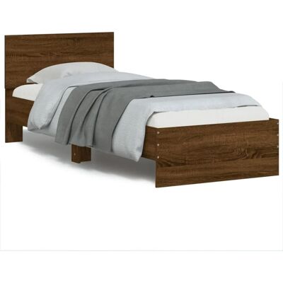 vidaXL Bettgestell ohne Matratze mit Kopfteil Braun Eiche 90x190 cm 838658 vidaXL Bettgestell ohne Matratze mit Kopfteil Braun Eiche 90x190 cm 838658