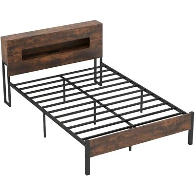 Costway Bettgestell 200 x 140 cm mit Led-Lichtern & Steckdosen Costway Bettgestell 200 x 140 cm mit Led-Lichtern & Steckdosen