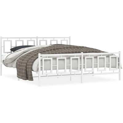 vidaXL Bettgestell mit Kopf- & Fußteil - Metall - Weiß - 183x213 cm vidaXL Bettgestell mit Kopf- & Fußteil - Metall - Weiß - 183x213 cm