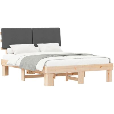 vidaXL Bettgestell mit Gepolstertem Kopfteil Dunkelgrau 135 x 190 cm 877360 vidaXL Bettgestell mit Gepolstertem Kopfteil Dunkelgrau 135 x 190 cm 877360