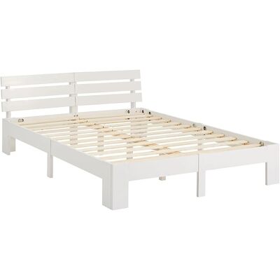 Homestyle4u Holzbett 140 x 200 cm mit Lattenrost und Matratze in Weiß 2263 Homestyle4u Holzbett 140 x 200 cm mit Lattenrost und Matratze in Weiß 2263