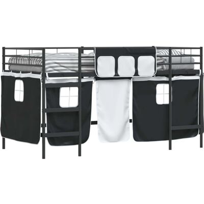 vidaXL Kinder Loft Bettgestell mit Vorhängen Schwarz 79,5 x 200 cm 42020788 vidaXL Kinder Loft Bettgestell mit Vorhängen Schwarz 79,5 x 200 cm 42020788