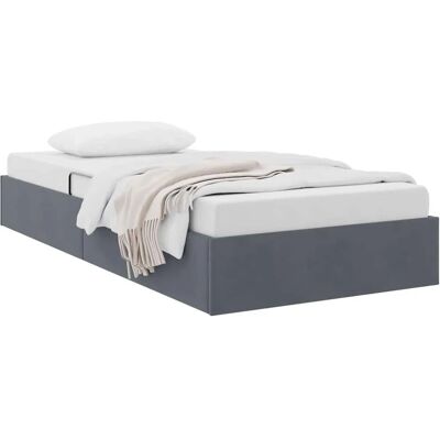 vidaXL Aufbewahrungsbett mit Matratze Dunkelgrau 100 x 203 cm Samt 3370133 vidaXL Aufbewahrungsbett mit Matratze Dunkelgrau 100 x 203 cm Samt 3370133
