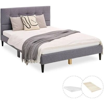 Homestyle4u Polsterbett mit Matratze 140x200 Lattenrost Doppelbett Grau 2279 Homestyle4u Polsterbett mit Matratze 140x200 Lattenrost Doppelbett Grau 2279