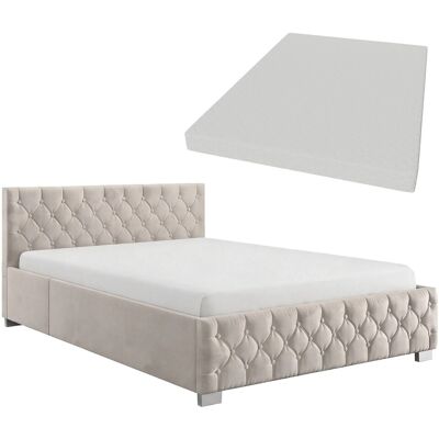 Juskys Polsterbett Nizza 120 x 200 cm mit Matratze in Beige Juskys Polsterbett Nizza 120 x 200 cm mit Matratze in Beige