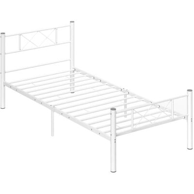 HOMCOM Bettrahmen Einzelbettgestell Stahl Weiß 96L x 208B x 88H cm HOMCOM Bettrahmen Einzelbettgestell Stahl Weiß 96L x 208B x 88H cm