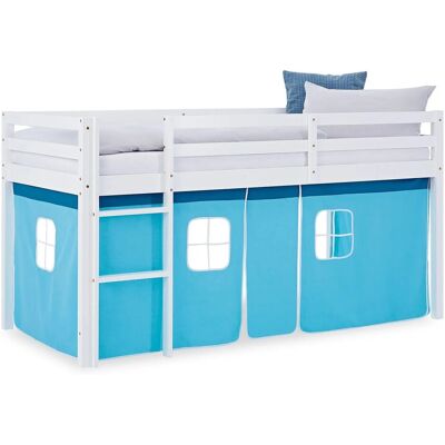 Homestyle4u Hochbett 90x200 mit Lattenrost Vorhang Blau Kinderbett 2984 Homestyle4u Hochbett 90x200 mit Lattenrost Vorhang Blau Kinderbett 2984