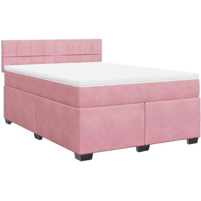 vidaXL Rosa Samt 160x200cm Bett mit Taschenfederkern vidaXL Rosa Samt 160x200cm Bett mit Taschenfederkern