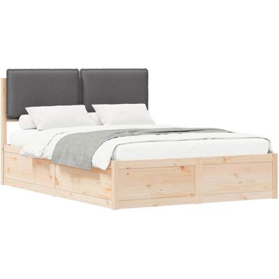 vidaXL Bettgestell mit Gepolstertem Kopfteil Dunkelgrau 135 x 190 cm 3398135 vidaXL Bettgestell mit Gepolstertem Kopfteil Dunkelgrau 135 x 190 cm 3398135