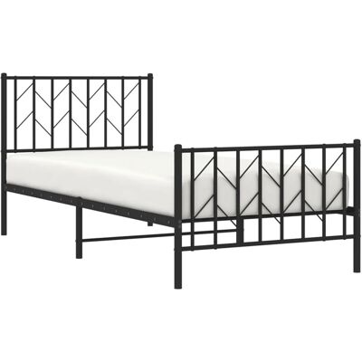 vidaXL Bettgestell mit Kopfteil und Fußteil Metall Schwarz 90x190 cm 374447 vidaXL Bettgestell mit Kopfteil und Fußteil Metall Schwarz 90x190 cm 374447