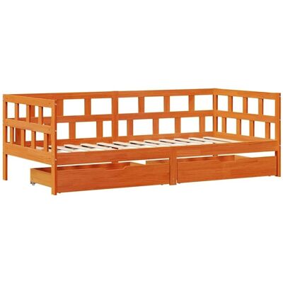 vidaXL Tagesbett mit Schubladen - Massives Kiefernholz - 90x200 cm - Sofa Bett vidaXL Tagesbett mit Schubladen - Massives Kiefernholz - 90x200 cm - Sofa Bett