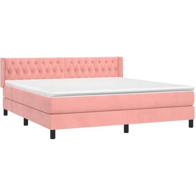 vidaXL Rosa Samtbett mit Matratze & Kopfteil - Bett vidaXL Rosa Samtbett mit Matratze & Kopfteil - Bett