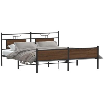 vidaXL Metallbett ohne Matratze Braun Eichen-Optik 180x200 cm 3325136 vidaXL Metallbett ohne Matratze Braun Eichen-Optik 180x200 cm 3325136