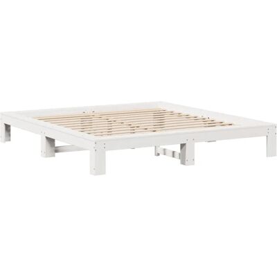 vidaXL Weißes 180x200 cm Bettgestell - Unterstützung & Rustikaler Charme vidaXL Weißes 180x200 cm Bettgestell - Unterstützung & Rustikaler Charme