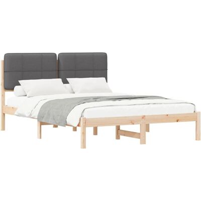 vidaXL Bettgestell mit Gepolstertem Kopfteil Dunkelgrau 135 x 190 cm 877990 vidaXL Bettgestell mit Gepolstertem Kopfteil Dunkelgrau 135 x 190 cm 877990