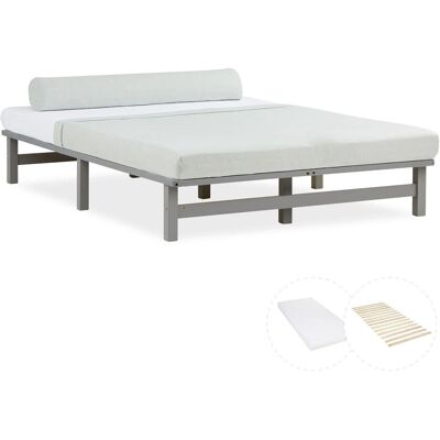 Homestyle4u Holzbett 140x200 mit Matratze Jugendbett Palettenbett Grau Futonbett 3050 Homestyle4u Holzbett 140x200 mit Matratze Jugendbett Palettenbett Grau Futonbett 3050