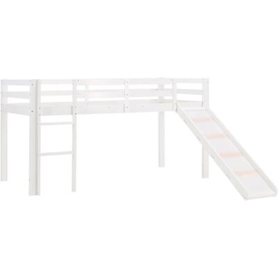 Homestyle4u Weißes Kiefernholz Kinder Hochbett mit Matratze & Rutsche - Kinderbett Homestyle4u Weißes Kiefernholz Kinder Hochbett mit Matratze & Rutsche - Kinderbett