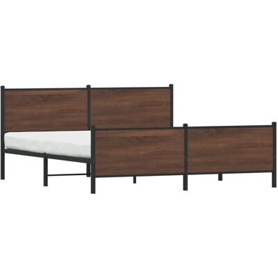 vidaXL Metallbett ohne Matratze Braun Eichen-Optik 200x200 cm 3301376 vidaXL Metallbett ohne Matratze Braun Eichen-Optik 200x200 cm 3301376