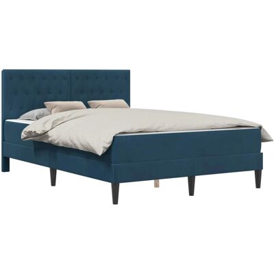 vidaXL Bettgestell mit Matratze mit Kopfteil Blau 120 x 190 cm Samt 3415041 vidaXL Bettgestell mit Matratze mit Kopfteil Blau 120 x 190 cm Samt 3415041
