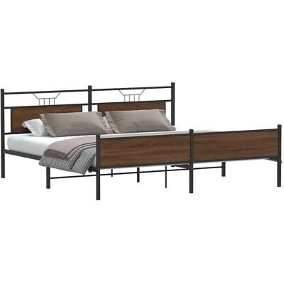 vidaXL Metallbett ohne Matratze Braun Eichen-Optik 193x201 cm 3325138 vidaXL Metallbett ohne Matratze Braun Eichen-Optik 193x201 cm 3325138
