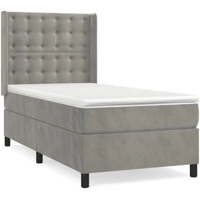 vidaXL Boxspringbett mit Matratze Hellgrau 90x190 cm Samt 3132891 vidaXL Boxspringbett mit Matratze Hellgrau 90x190 cm Samt 3132891