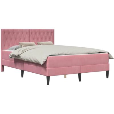 vidaXL Bettgestell mit Matratze mit Kopfteil Rosa 120 x 190 cm Samt 3415039 vidaXL Bettgestell mit Matratze mit Kopfteil Rosa 120 x 190 cm Samt 3415039
