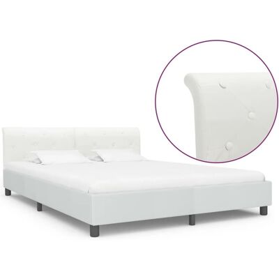vidaXL Weißes Kunstleder Bettgestell 160x200cm - Bettgestell vidaXL Weißes Kunstleder Bettgestell 160x200cm - Bettgestell