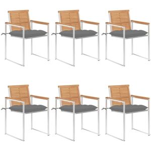 vidaXL Gartenstühle 6 Stk mit Kissen Massivholz Teak 3078597 vidaXL Gartenstühle 6 Stk mit Kissen Massivholz Teak 3078597