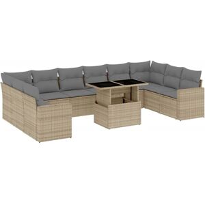 vidaXL 11-tlg Garten-Sofagarnitur mit Kissen Beige Poly Rattan Modell 159 vidaXL 11-tlg Garten-Sofagarnitur mit Kissen Beige Poly Rattan Modell 159
