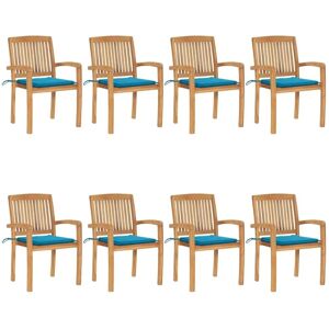 vidaXL Stapelbare Gartenstühle mit Kissen 8 Stk Massivholz Teak 3073244 vidaXL Stapelbare Gartenstühle mit Kissen 8 Stk Massivholz Teak 3073244