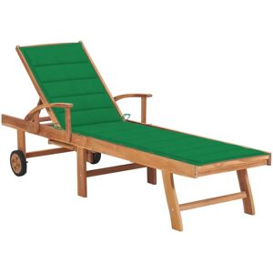 vidaXL Sonnenliege mit Auflage Grün Massivholz Teak vidaXL Sonnenliege mit Auflage Grün Massivholz Teak