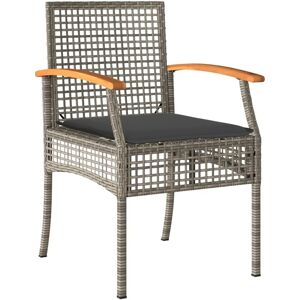 vidaXL Gartenstühle mit Kissen 4 Stk Grau Poly Rattan Akazienholz 366252 vidaXL Gartenstühle mit Kissen 4 Stk Grau Poly Rattan Akazienholz 366252