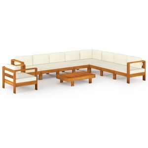 vidaXL 10-tlg Garten-Lounge-Set mit Creme Auflagen Massivholz Akazie Modell 1 vidaXL 10-tlg Garten-Lounge-Set mit Creme Auflagen Massivholz Akazie Modell 1