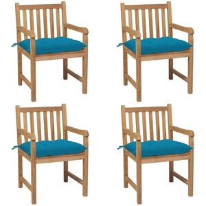 vidaXL Gartenstühle 4 Stk mit Hellblauen Kissen Massivholz Teak 3073023 vidaXL Gartenstühle 4 Stk mit Hellblauen Kissen Massivholz Teak 3073023