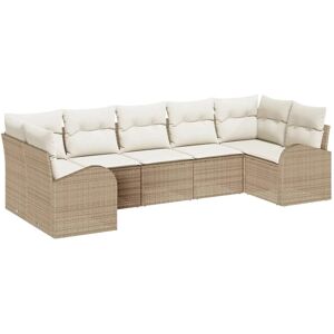 VidaXL Gartensofa-Set 7 Stück Beige Polyrattan VidaXL Gartensofa-Set 7 Stück Beige Polyrattan