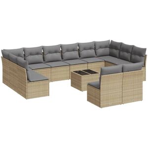 vidaXL 13-Tlg Garten-Sofagarnitur mit Kissen Beige Poly Rattan 3250218 vidaXL 13-Tlg Garten-Sofagarnitur mit Kissen Beige Poly Rattan 3250218
