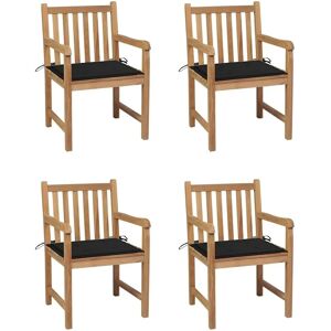 vidaXL Gartenstühle 4 Stk mit Schwarzen Kissen Massivholz Teak 3073011 vidaXL Gartenstühle 4 Stk mit Schwarzen Kissen Massivholz Teak 3073011