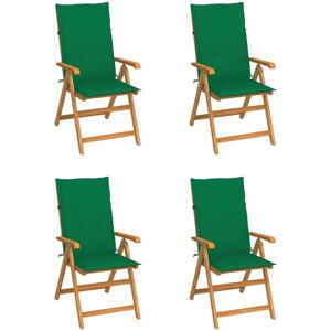 vidaXL Gartenstühle 4 Stk mit Grünen Kissen Massivholz Teak 3065535 vidaXL Gartenstühle 4 Stk mit Grünen Kissen Massivholz Teak 3065535