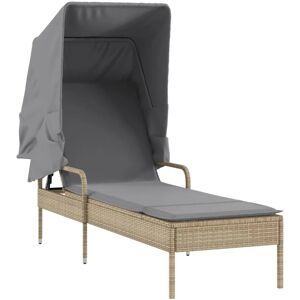 vidaXL Sonnenliege mit Dach Beige Poly Rattan 62 x 200 x 130 cm vidaXL Sonnenliege mit Dach Beige Poly Rattan 62 x 200 x 130 cm