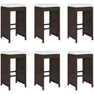 vidaXL Garten-Barhocker mit Kissen 6 Stk Braun Poly Rattan 368691 vidaXL Garten-Barhocker mit Kissen 6 Stk Braun Poly Rattan 368691