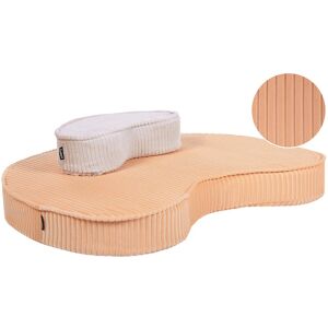 BELIANI - Baumwollvelours Bohnensitzkissen - Rosa & Weiß BELIANI - Baumwollvelours Bohnensitzkissen - Rosa & Weiß