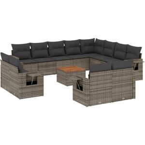 vidaXL 13-Tlg Garten-Sofagarnitur mit Kissen Grau Poly Rattan 3257166 vidaXL 13-Tlg Garten-Sofagarnitur mit Kissen Grau Poly Rattan 3257166