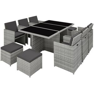 Tectake Aluminium Rattan Sitzgruppe New York Wetterfest und Uv Beständig 2 Bezugssets 54 x 58 x 82 cm Hellgrau Tectake Aluminium Rattan Sitzgruppe New York Wetterfest und Uv Beständig 2 Bezugssets 54 x 58 x 82 cm Hellgrau