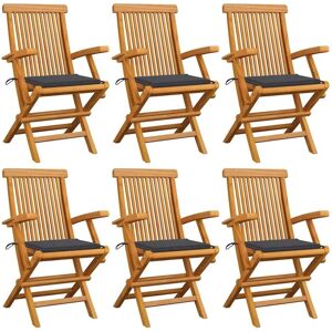 vidaXL Gartenstühle mit Anthrazit Kissen 6 Stk Massivholz Teak 3062541 vidaXL Gartenstühle mit Anthrazit Kissen 6 Stk Massivholz Teak 3062541