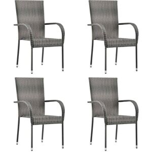vidaXL Gartenstühle Stapelbar 4 Stk Grau Poly Rattan 310085 vidaXL Gartenstühle Stapelbar 4 Stk Grau Poly Rattan 310085