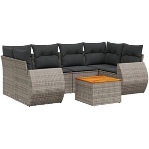 vidaXL 7-Tlg Garten-Sofagarnitur mit Kissen Grau Poly Rattan 3257236 vidaXL 7-Tlg Garten-Sofagarnitur mit Kissen Grau Poly Rattan 3257236