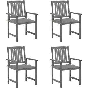 vidaXL Gartenstühle mit Kissen 4 Stk Grau Massivholz Akazie 3061224 vidaXL Gartenstühle mit Kissen 4 Stk Grau Massivholz Akazie 3061224