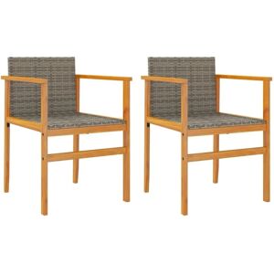 vidaXL Gartenstühle 2 Stk Grau Poly Rattan und Massivholz 368709 vidaXL Gartenstühle 2 Stk Grau Poly Rattan und Massivholz 368709