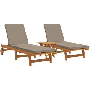 vidaXL Sonnenliege Set - Klappbar Akazienholz - 3 Stück - Garten vidaXL Sonnenliege Set - Klappbar Akazienholz - 3 Stück - Garten