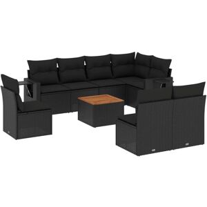 vidaXL 9-Tlg Garten-Sofagarnitur mit Kissen Schwarz Poly Rattan 3256930 vidaXL 9-Tlg Garten-Sofagarnitur mit Kissen Schwarz Poly Rattan 3256930
